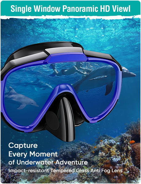 Lealinga Snorkel Set Adults Snorkel Mask Anti-Fog Panoramic View Diving Mask Dry Top Snorkel Kit with Travel Bag Diving Set for Snorkeling Scuba Diving Swimming Travel