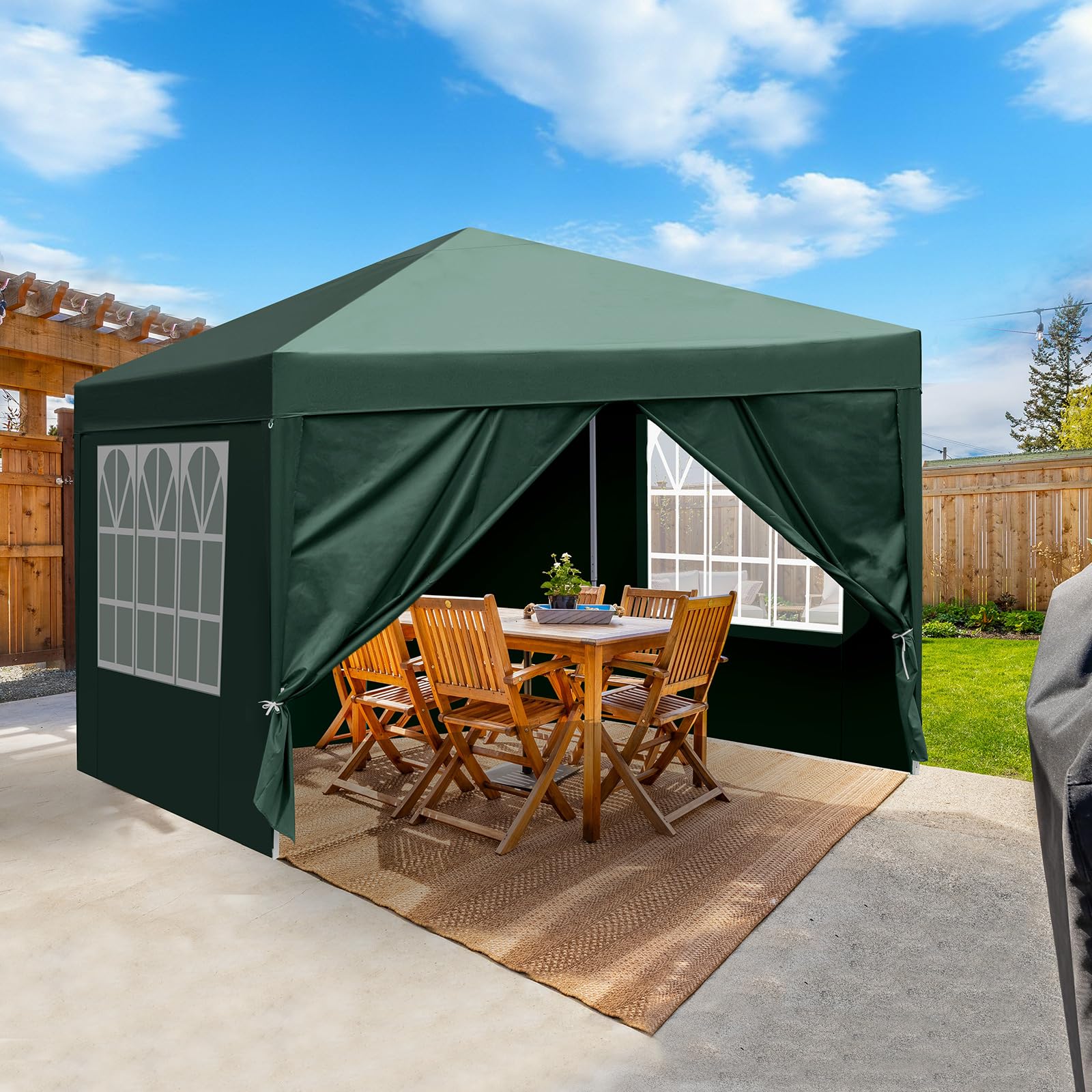 Bonnlo Pop Up Gazebo with Sides 3m x 3m, Easy Setup Instant Outdoor Canopy, Folding Garden Gazebo, Party Tent Grey