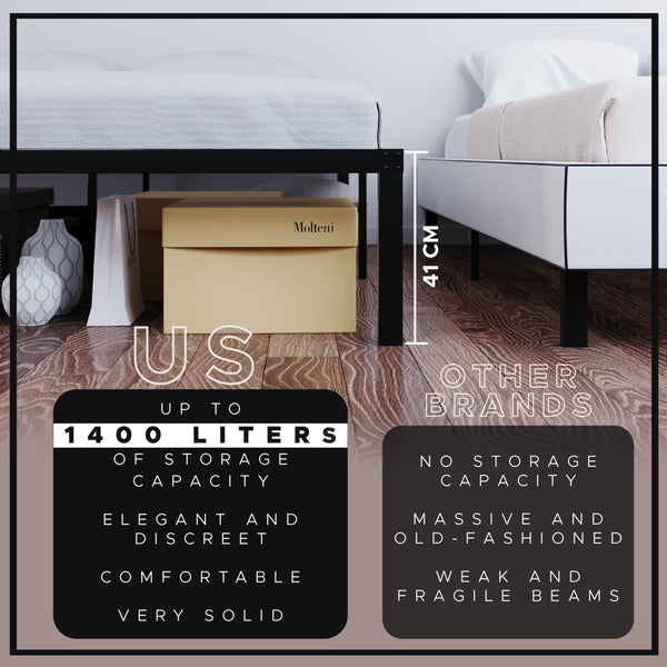 Dreamzie Super King Bed Frames Metal 180x200 with Storage 41cm Sturdy and 20min Easy Assembly Bed Frames - Large Storage with 41cm Height