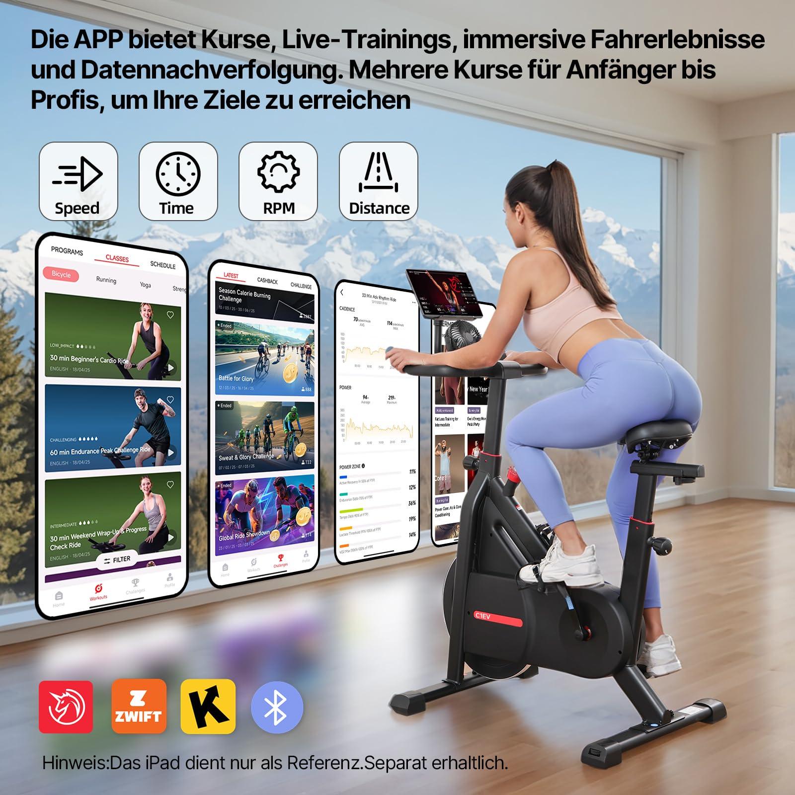 Bluearth Self-Powered-Fan Exercise Bike with Dynamic LED Light Effects, Pro Livestreaming Classes, Smart Exclusive App, 300 LBS Magnetic Resistance Indoor Stationary Cycling Workout Bike for Home