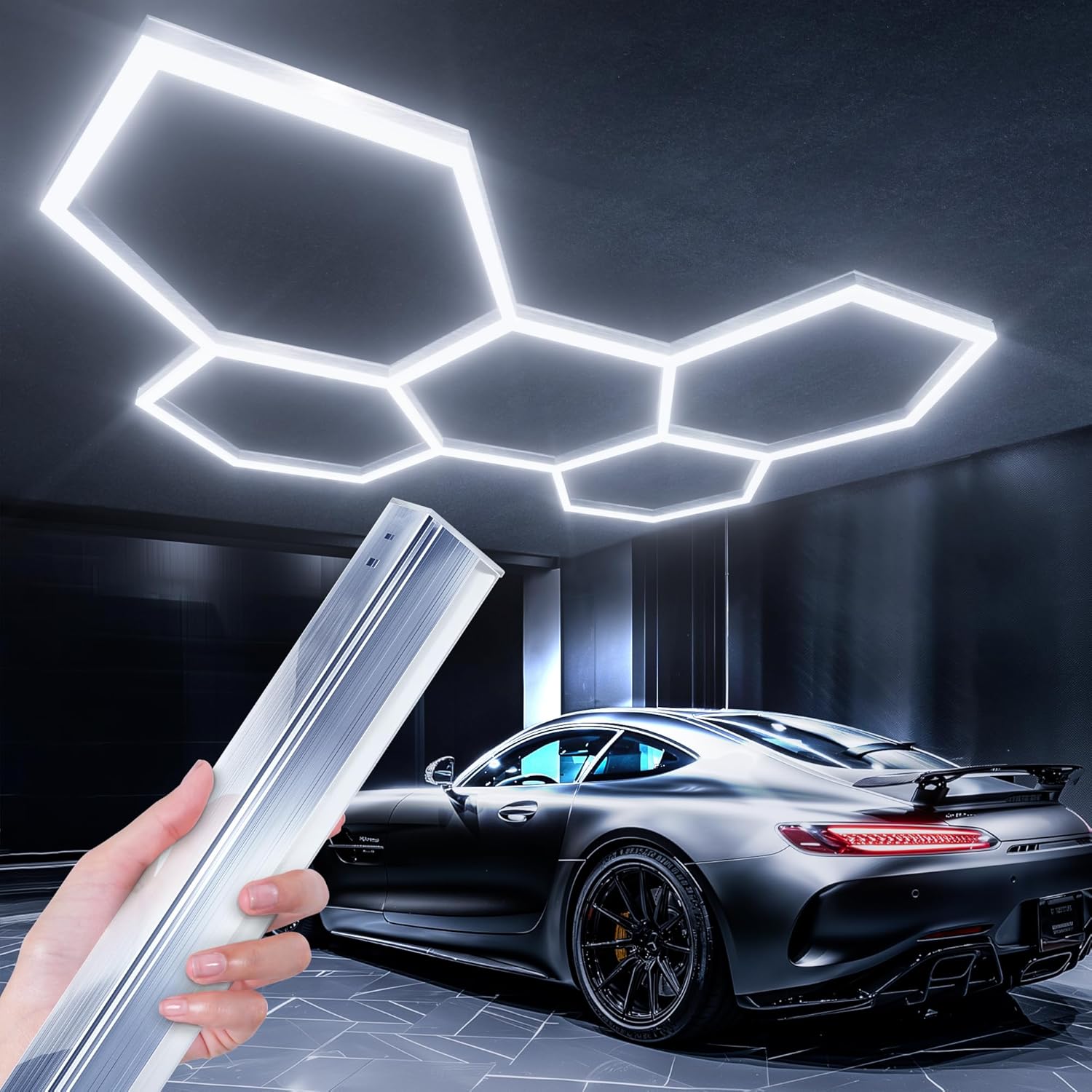 Lphianx Hexagon Led Garage Light, 25 Pack Hex Lighting, 200w 30000lm 6500k Hexagon Lights, for Garage, Basement, Warehouse, Car Beauty Salon, Hexagon Led Lights