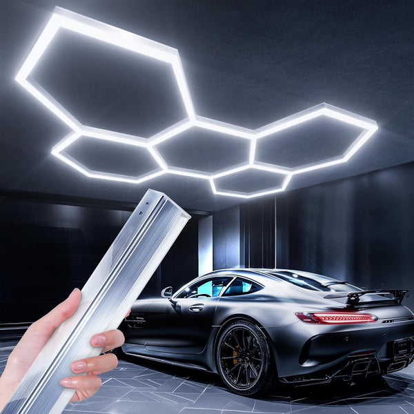 Lphianx Hexagon Led Garage Light, 25 Pack Hex Lighting, 200w 30000lm 6500k Hexagon Lights, for Garage, Basement, Warehouse, Car Beauty Salon, Hexagon Led Lights