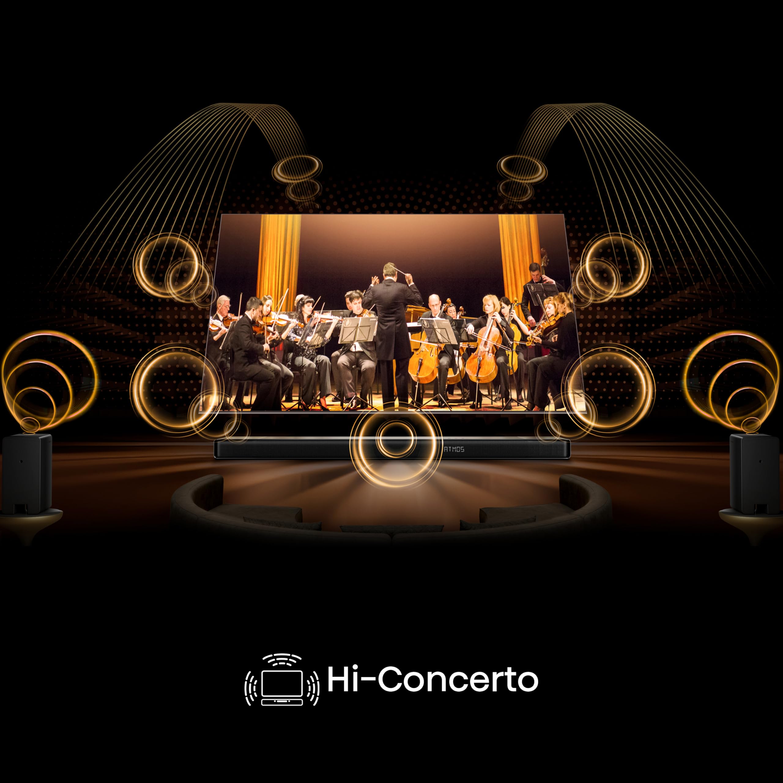 Hisense AX5125H 5.1.2 Channel 500W Dolby Atmos Soundbar with Wireless Subwoofer& Up Firing Speakers& Turly Wireless Rear Speakers