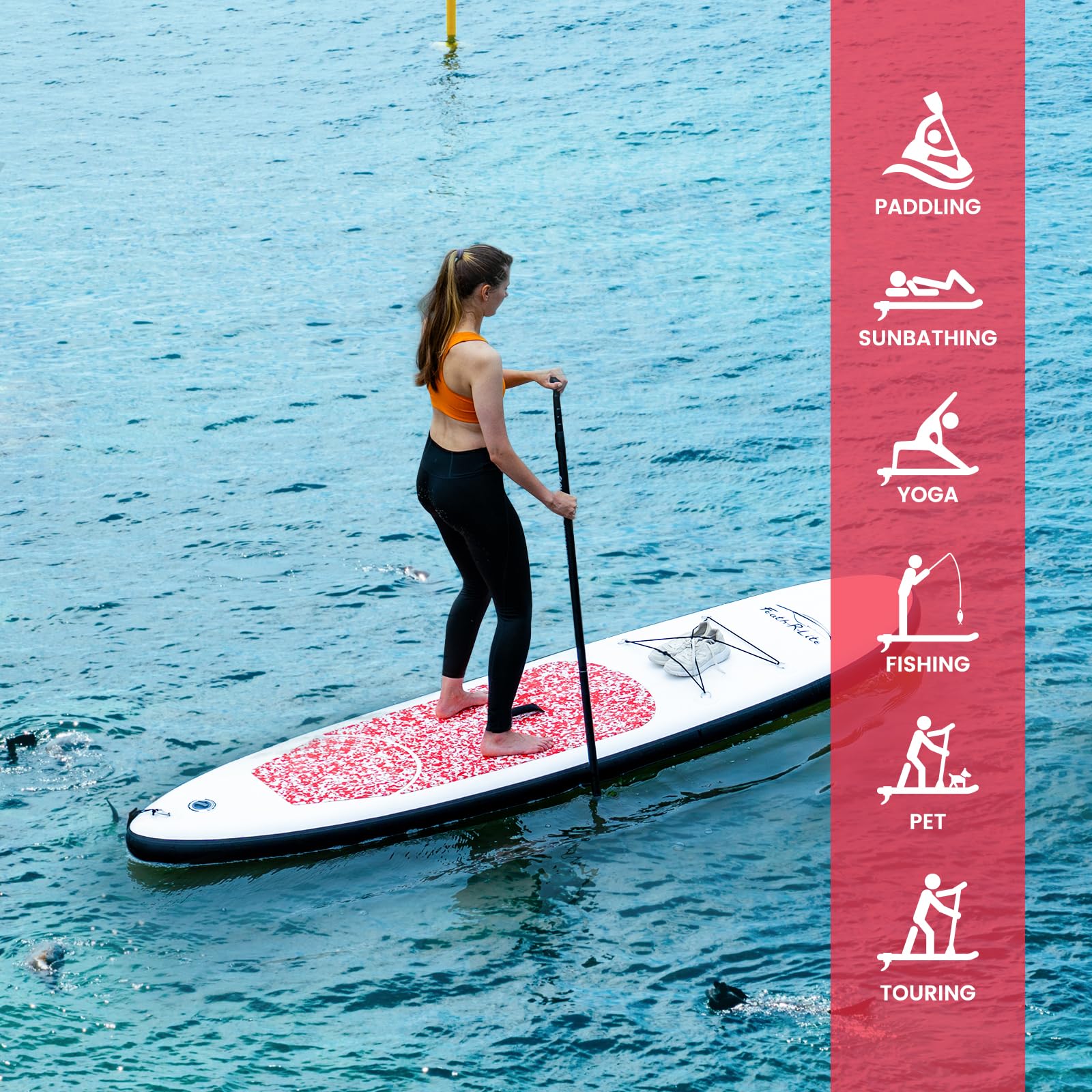 FEATH-R-LITE 10' &11' Inflatable Ultra-Light Stand Up Paddle Board for All Skill Levels Included with SUP, Adj Paddle, Pump, Backpack, Leash