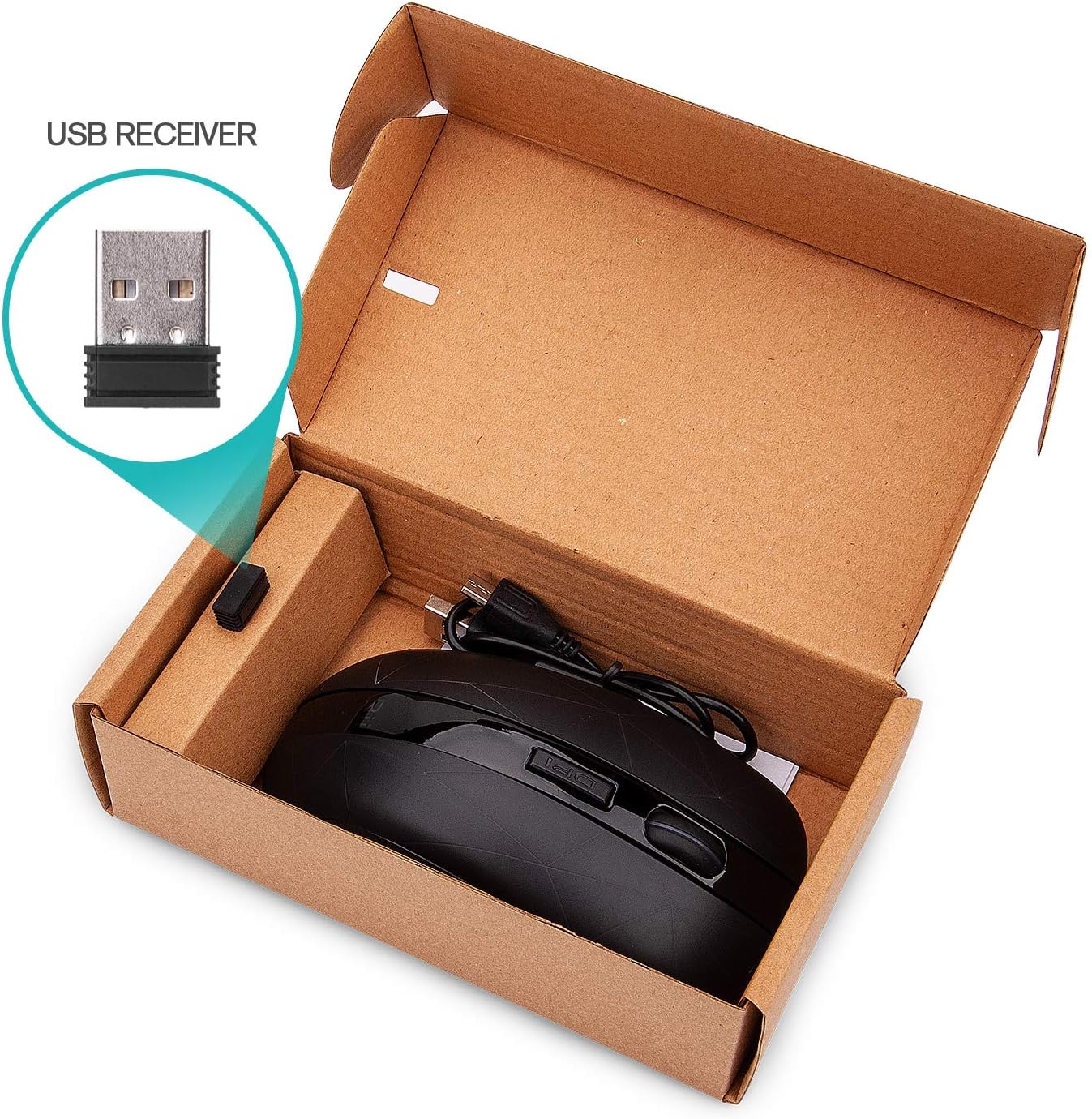 Rii RM200 Wireless Mouse,Rechargeable Gaming Mouse with USB Nano Receiver,5 Buttons for Casual Gaming, Notebook,PC,Computer Office Home Work