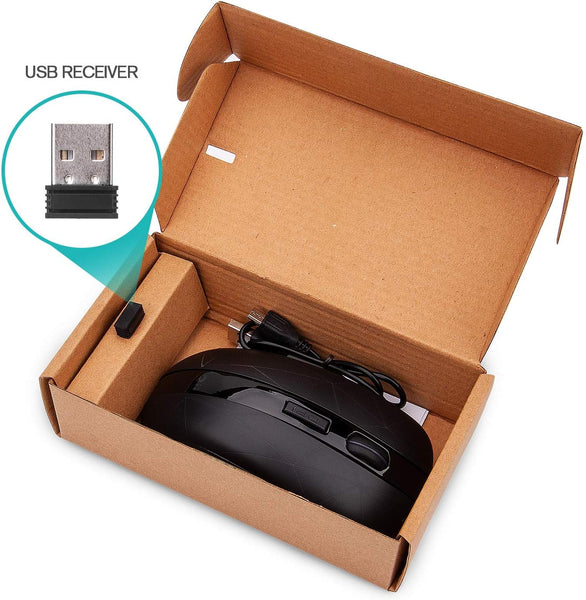 Rii RM200 Wireless Mouse,Rechargeable Gaming Mouse with USB Nano Receiver,5 Buttons for Casual Gaming, Notebook,PC,Computer Office Home Work