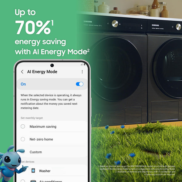 Samsung Series 6 AI Energy Washing Machine, 9kg, 1400rpm, White, WW90DG6U25LEU1