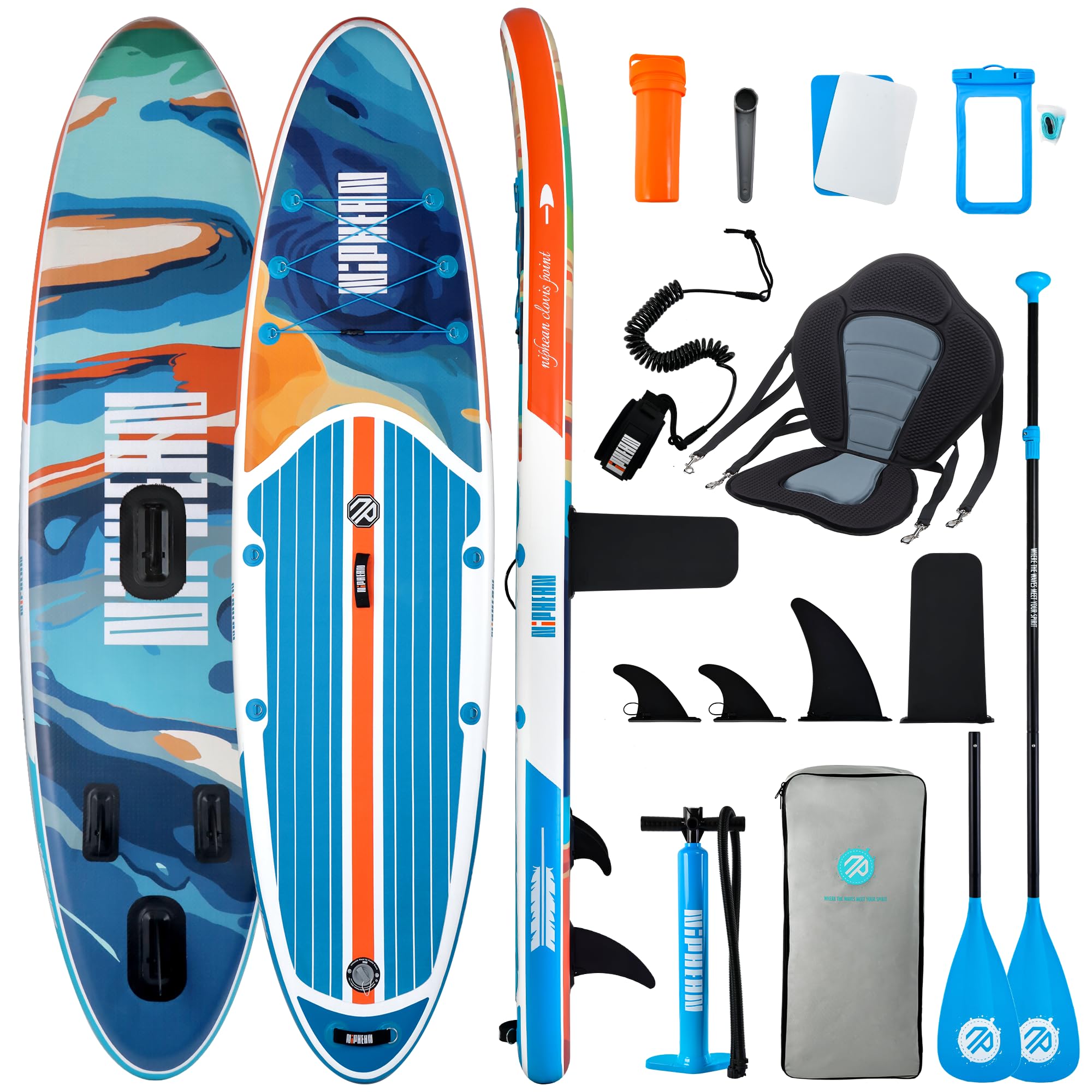 Niphean Inflatable Paddle Boards for Adults with All Accessories, 320cm Stand Up Paddle Board for All Skill Levels, SUP with 200kg Weight Capacity for 2 People, Inflatable Paddleboard with Seat