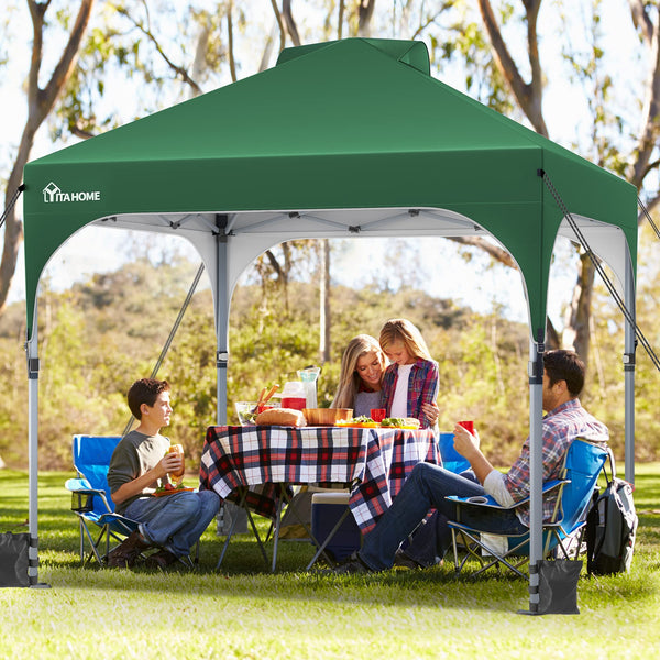 YITAHOME 2.5x2.5M Instant Heavy Duty Pop Up Gazebo, Waterproof Folding Garden Camping Party Tent Canopy Marquee with Roller Bag for Patio Markets Beach