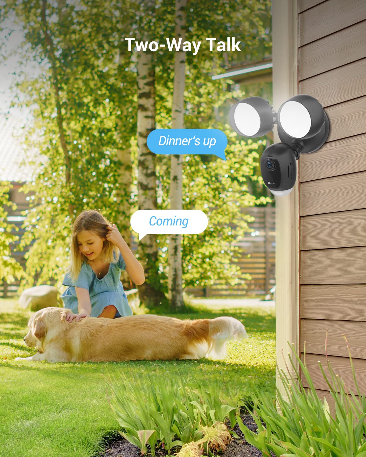 EZVIZ Wired Floodlight Security WiFi Camera Outdoor, Smart PIR Detection, FHD 1080P, 2000 Lumens, 25M Starlight Colour Night Vision, Weatherproof, Two-Way Talk, SD Card/Cloud Storage, Hardwired |LC1C