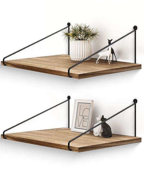 Afuly Wide Rustic Floating Shelves Deep Wooden 12 inch Wall Shelf Large Wall Organizer Storage Shelves with Bracket for Bedroom, Bathroom, Living