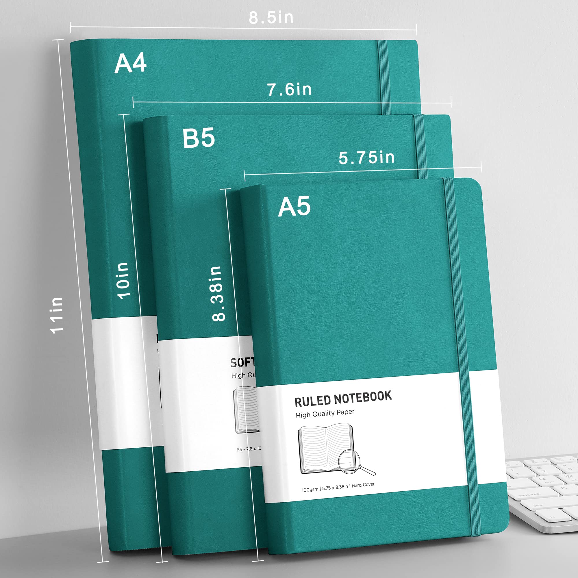 RETTACY Lined Journal Notebook - A5 Note Book Hardcover Thick Notepad 320 Numbered Pages for Writing,100gsm Lined Paper, Leather Hardcover, for Women Men Work Office School,14.5 x 21cm - Black