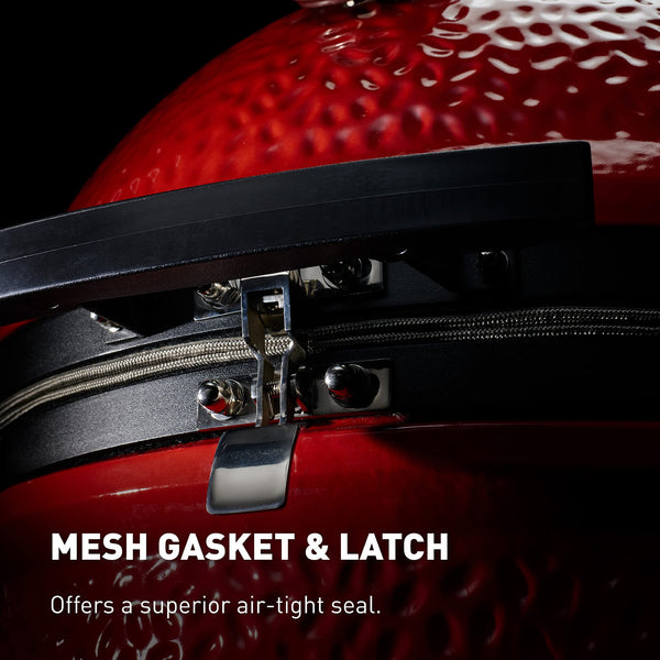 Kamado Joe KJ23RHC Classic II Smoker BBQ, Outdoor Charcoal Barbecue Grill In Red With Cast Iron Cart, Heat Deflectors And Ash Tool