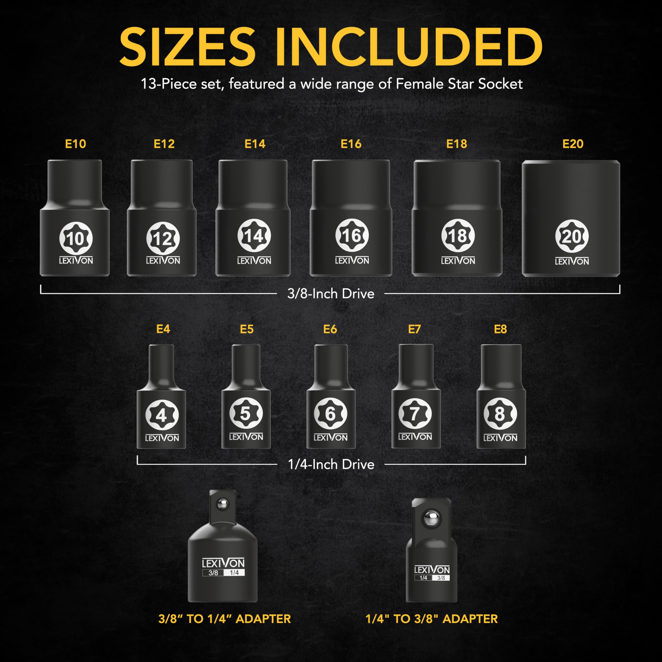 LEXIVON Master Wrench Key Set, 35-Piece Long Arm Ball End Hex Keys | 3-Pack Metric/SAE & Star, Industrial Grade S2 Alloy Steel (LX-131)