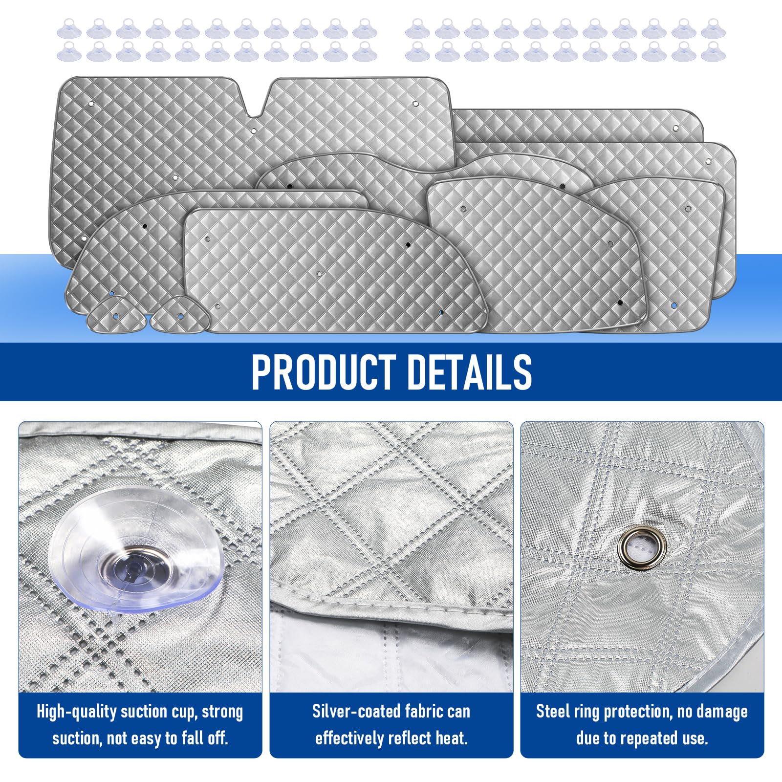 MaxAwe 8Pcs Internal Thermal Blind Set Fits for VW T5/T6 LWB, Luxury Sunshade Wrap Cover Kit, Window Front Screen Cover, Summer Uv Sun Blind & Winter Insulation Cover for VW Campervans & Motorhome