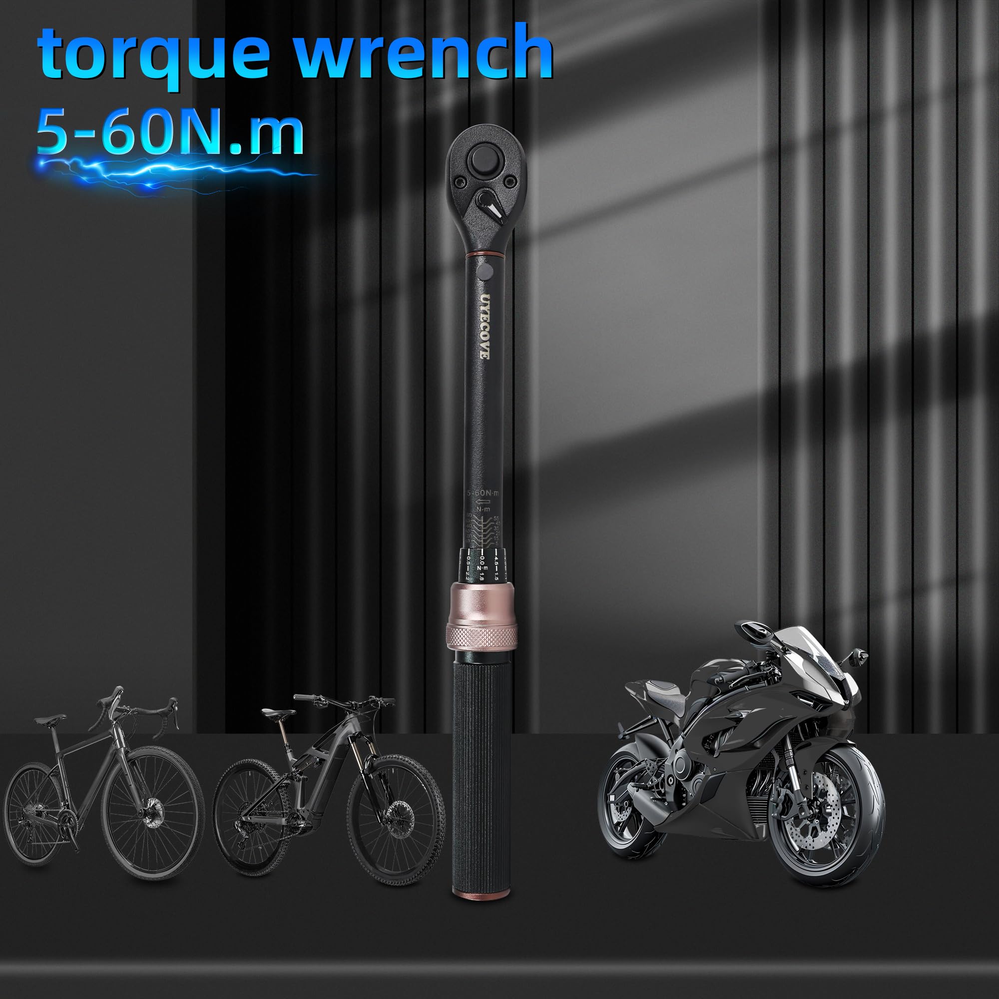 Torque Wrench 1/4 Bike Torque Wrench 1-25nm Torque Wrench Set 63ps with 100mm Extension bar and Socket