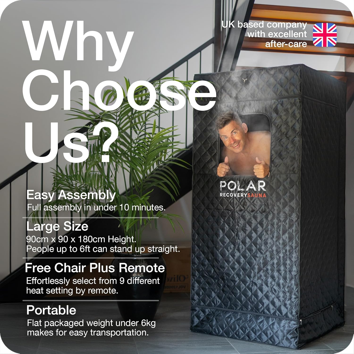 Polar Recovery Award-Winning Sauna by Polar Recovery (6FT) - Premium Portable Steam Sauna for Recovery/Sauna Pod for Home Steam Sauna