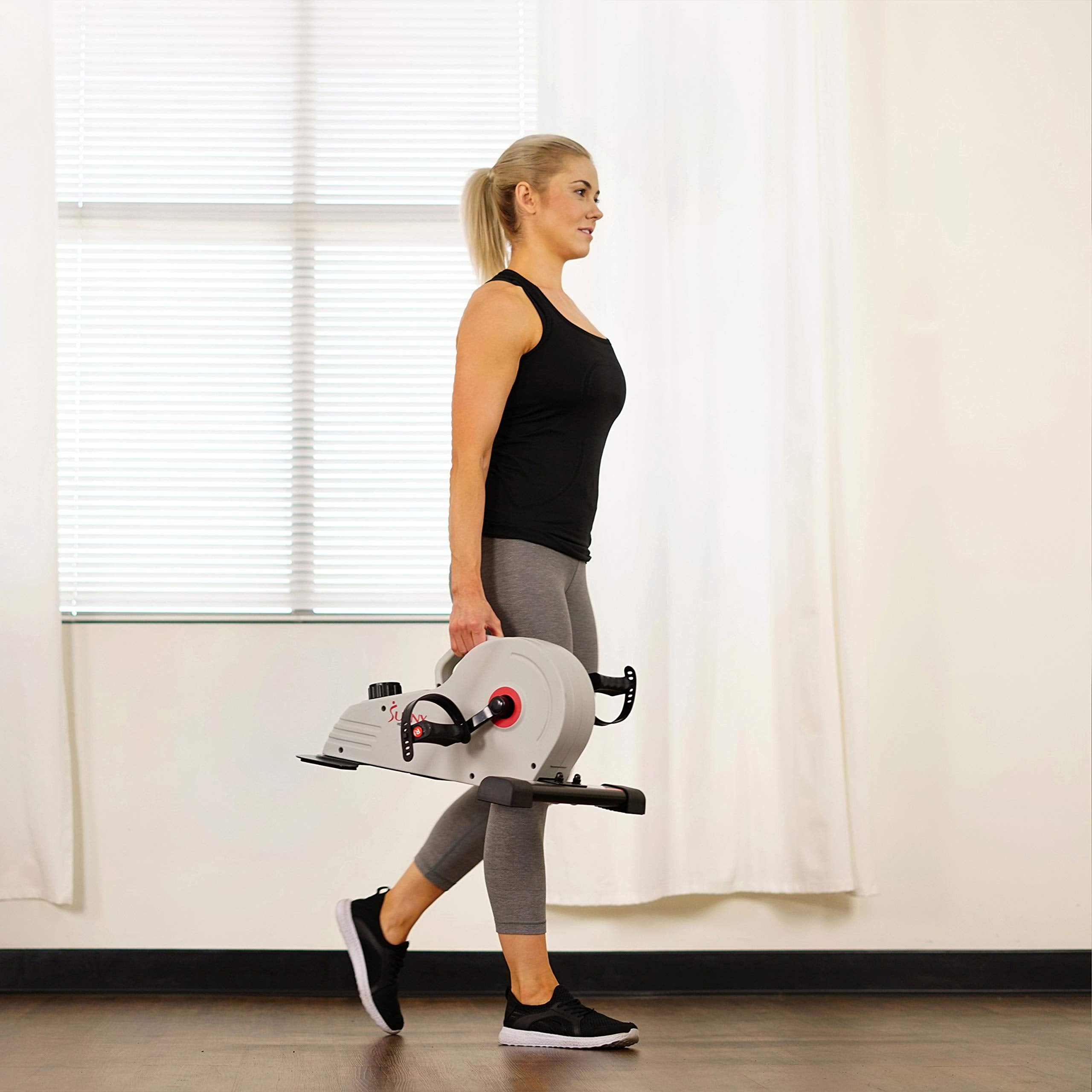 Sunny Health & Fitness Magnetic Under Desk Pedal Exerciser, Dual Function Mini Exercise Cycle Bike With Low Profile Design