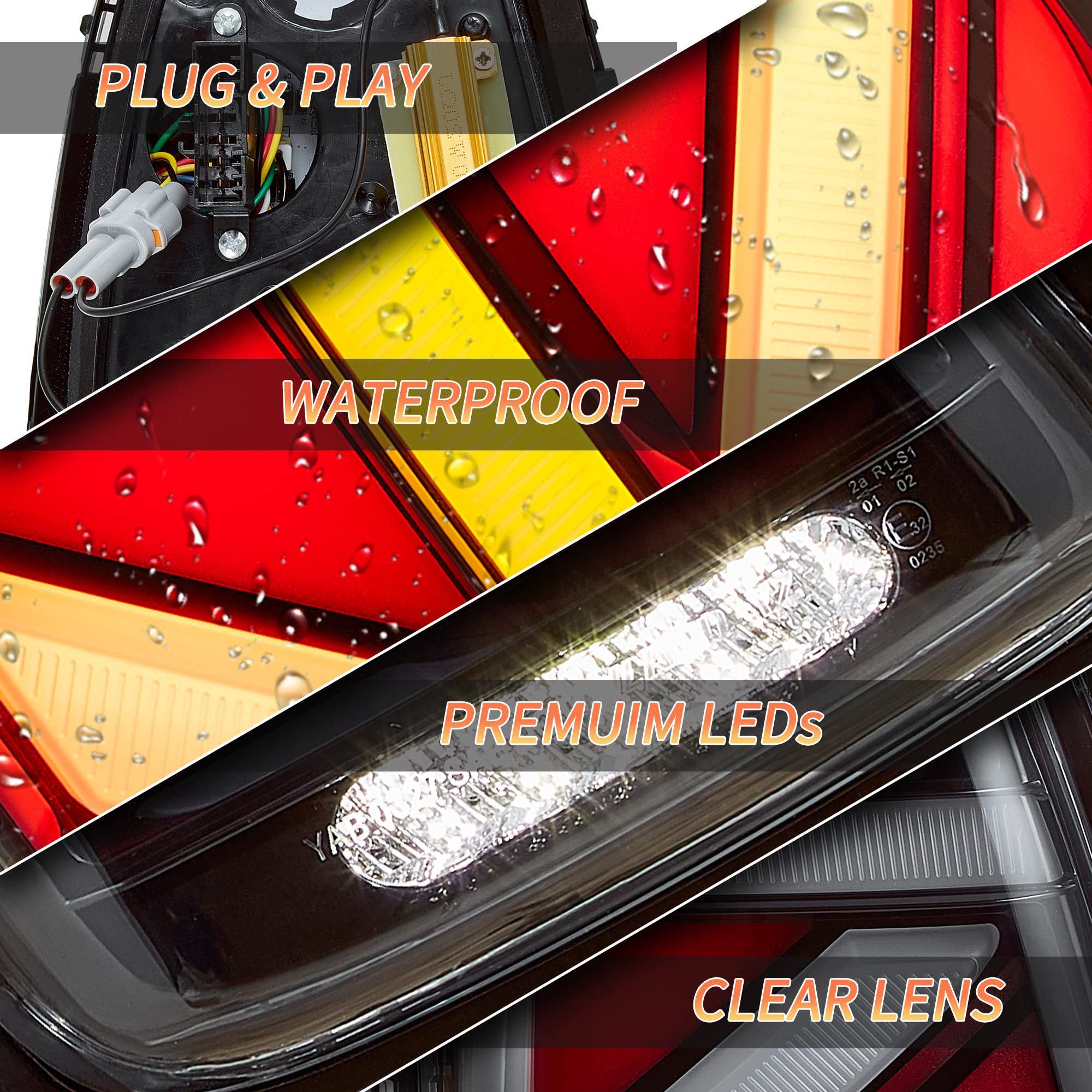 VLAND LED Rear Lights Compatible with Mini Cooper R56 R57 R58 R59 2007-2013, w/Startup Dynamic Display & Sequential Turn Indicator, 1 Set (Red)