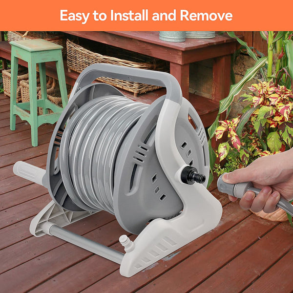 FLORA GUARD Garden Wall Mounted Hose Reel 20+2m, Heavy Duty Hose Reel Wall Mount, 9 Pattern Nozzle, Supplied with Nozzle, Fittings and Fixings