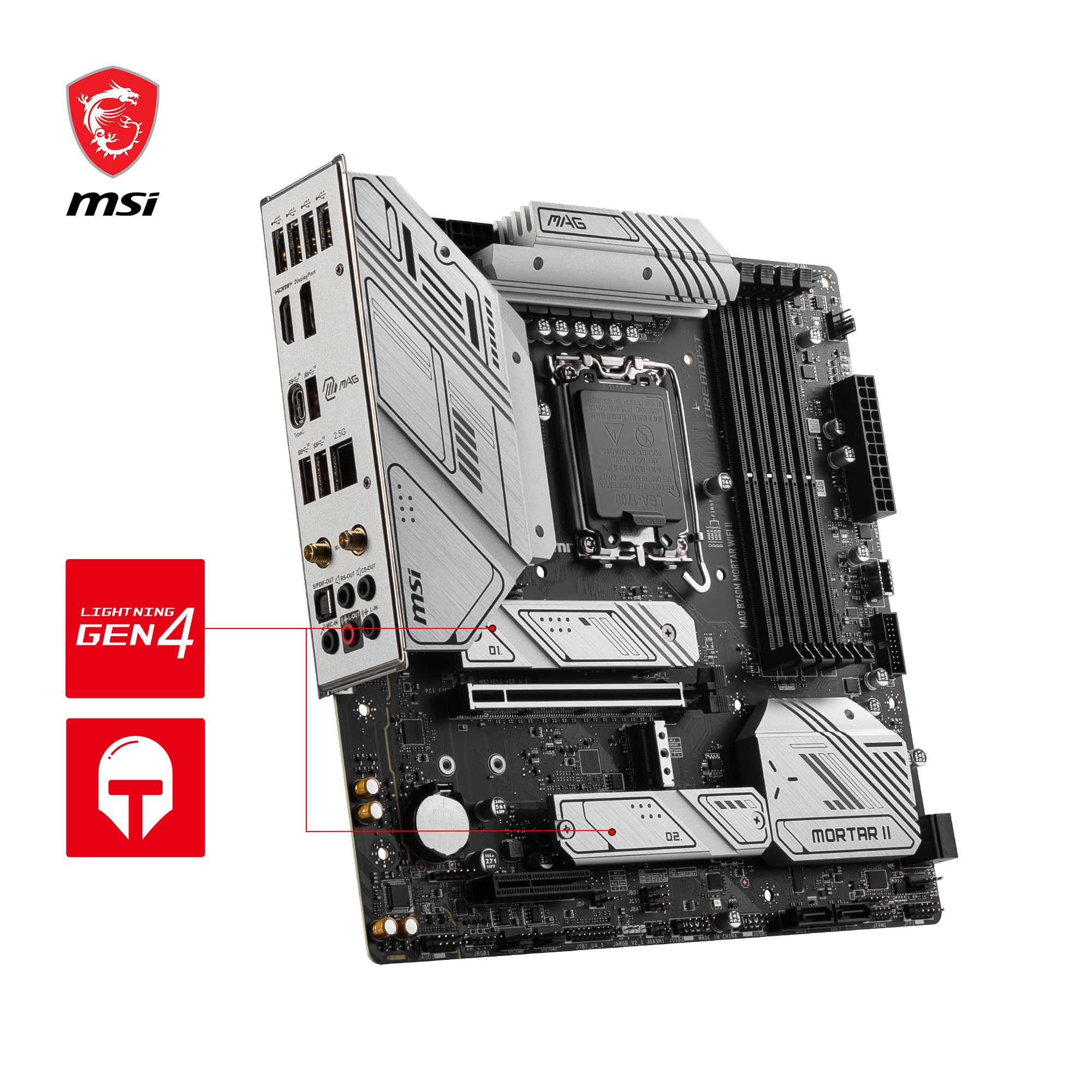 MSI B760 GAMING PLUS WIFI DDR4 Motherboard, ATX - Supports Intel 14th, 13th & 12th Gen Core Processors, LGA 1700 - DDR4 Memory Boost 5333+MHz/OC, 1x PCIe 4.0 x16, 2 x M.2 Gen4, 2.5G LAN, Wi-Fi 6E