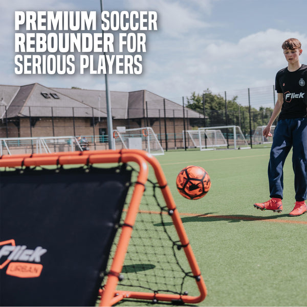 FLICK Dual Speed Rebounder - Soccer/Football Adjustable Double-Sided Rebounder - Soccer Training Equipment ? Portable Goalkeeper Precision Training