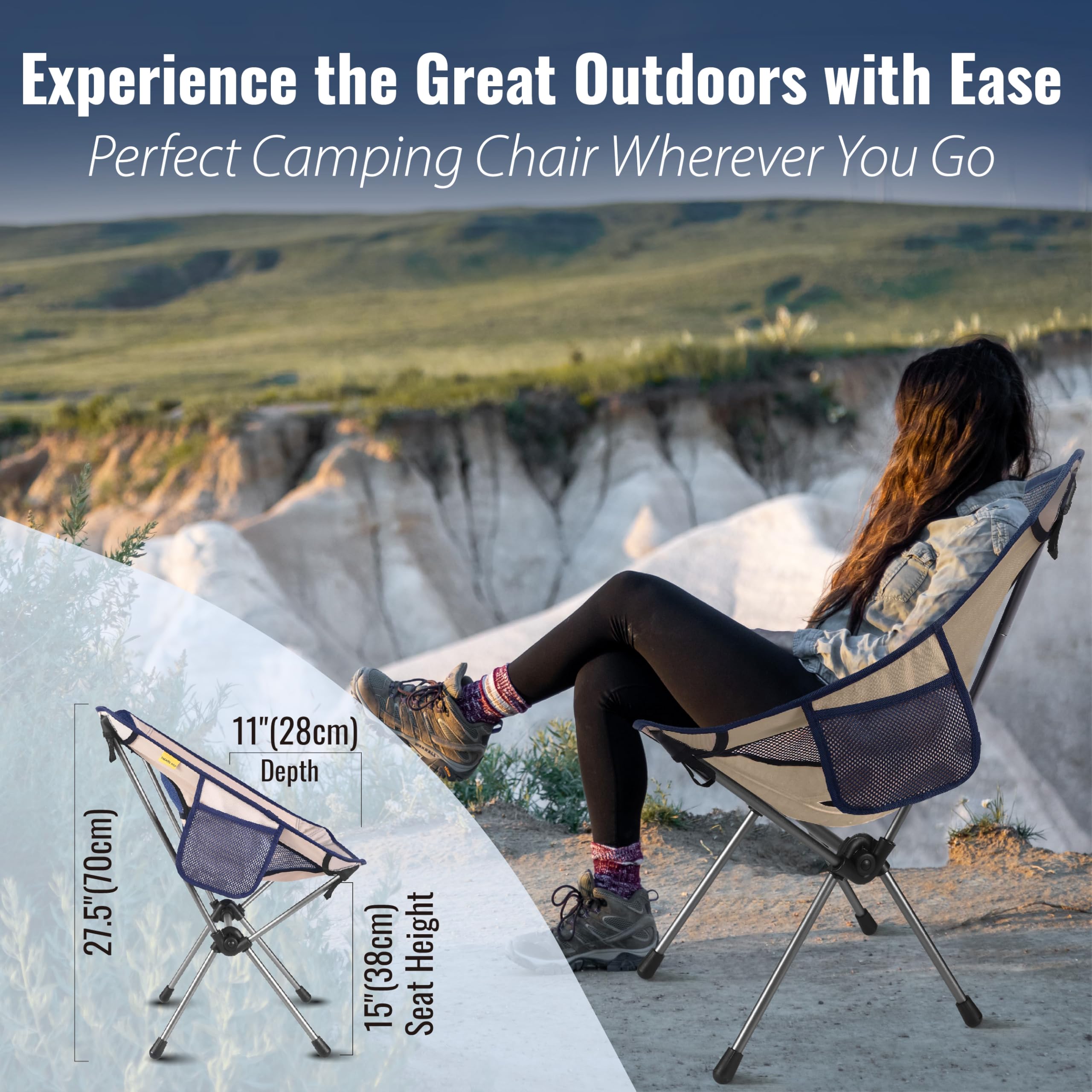 TREKOLOGY YIZI GO Camping Chair – Compact, Foldable, Lightweight 0.9 kg, 136 kg Capacity, Durable Aluminum, Quick Setup, Superior Support, Ideal for Backpacking, Beach, and Outdoor Adventures (Blue)