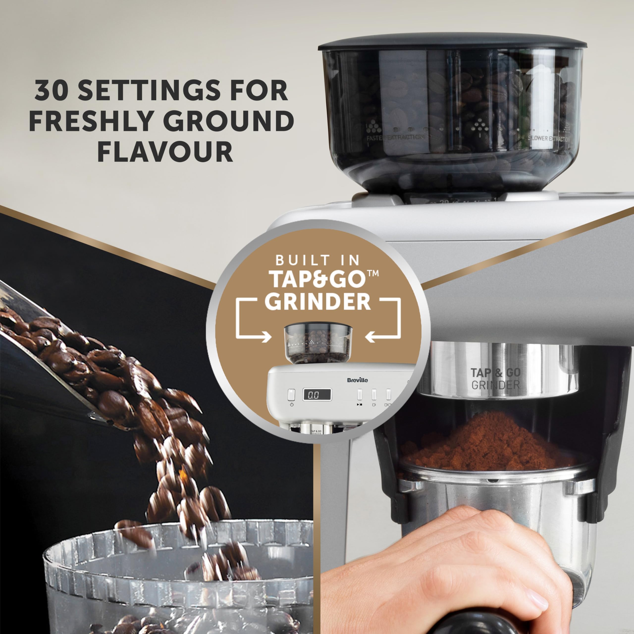 Breville Barista Max Espresso Machine | Latte & Cappuccino Coffee Maker with Integrated Bean Grinder & Steam Wand | 2.8 L Water Tank | 15 Bar Italian Pump | Stainless Steel