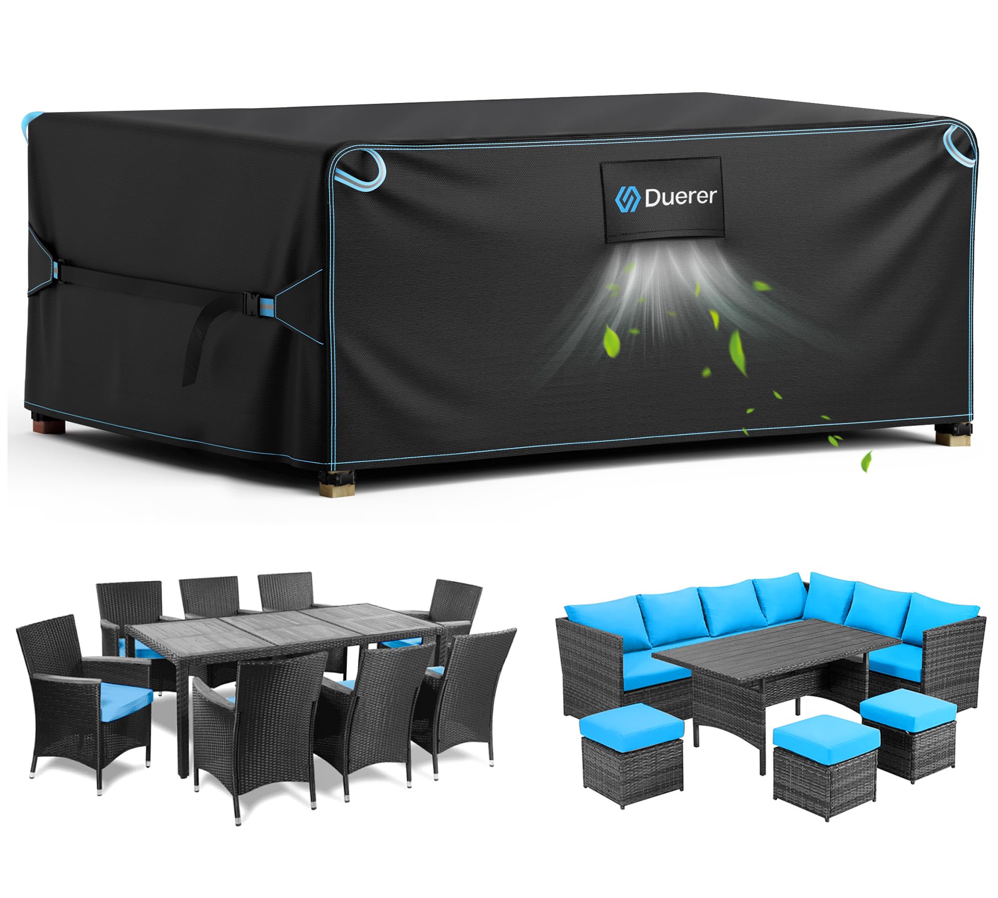 Duerer Garden Furniture Covers Waterproof 250 x 210 x 90cm Outdoor Patio Furniture Covers 420D Oxford, for Rattan Set, Sofa Table Chair Set Cover,