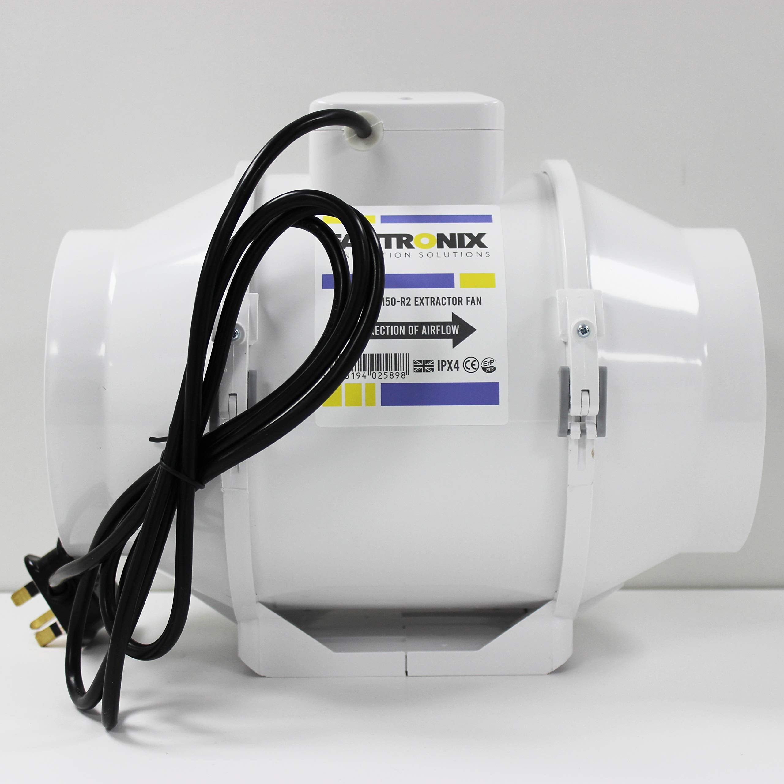 6 inch 150 mm Inline Fan Bathroom Powerful Intake for Grow Room Circulation Extractor Fan with UK plug