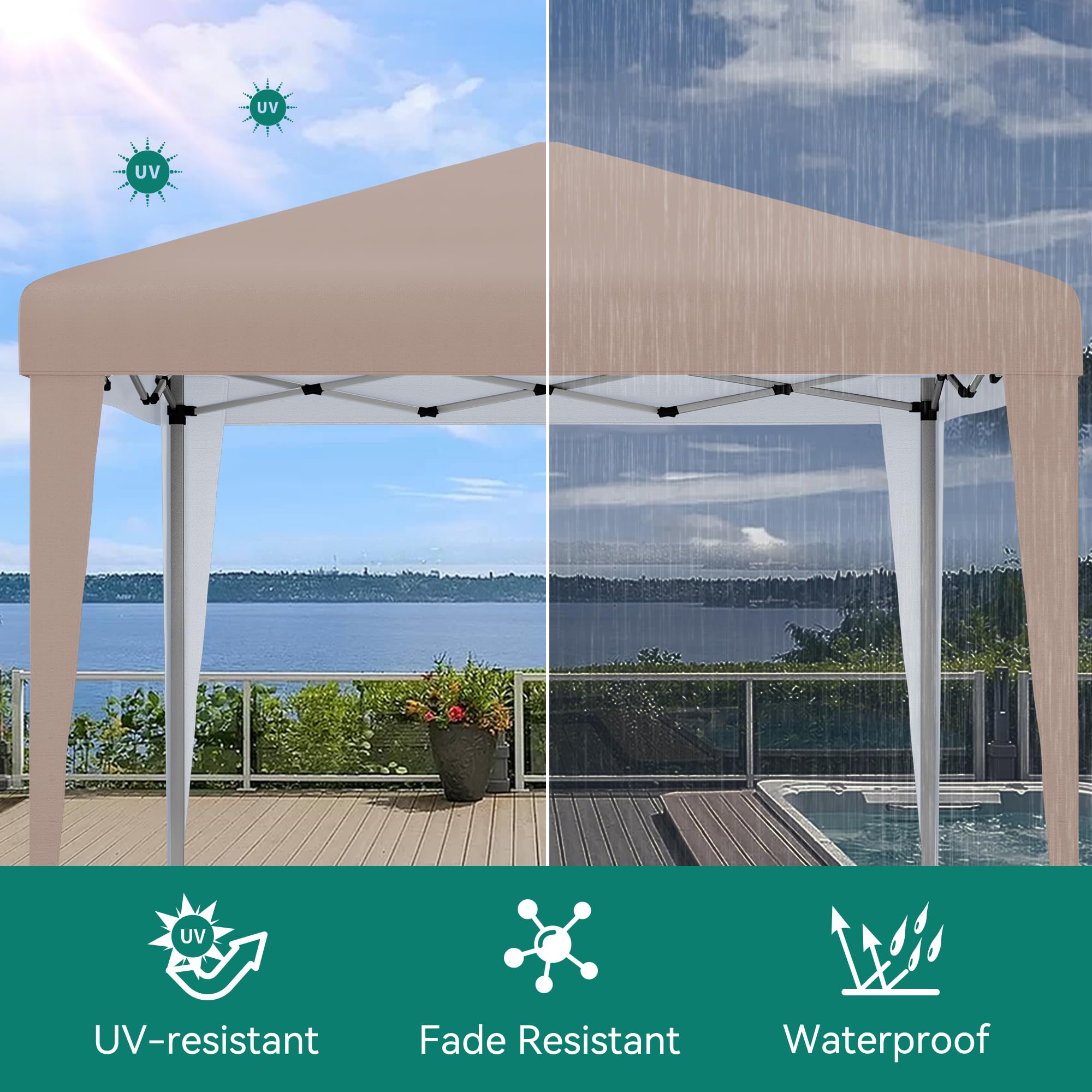 YITAHOME 3x3Meter Instant Heavy Duty Pop Up Gazebo, Folding Garden Camping Party Tent Canopy Marquee with Roller Bag