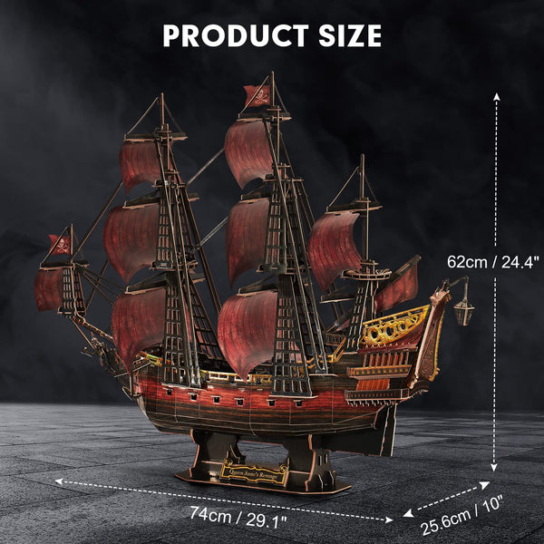 CubicFun LED Pirates of the Caribbean Flying Dutchman Model Kits for Adults to Build 3D Jigsaw Puzzles Ship Model Building Gifts for Adults Kids Girls Boys - 360 Pieces