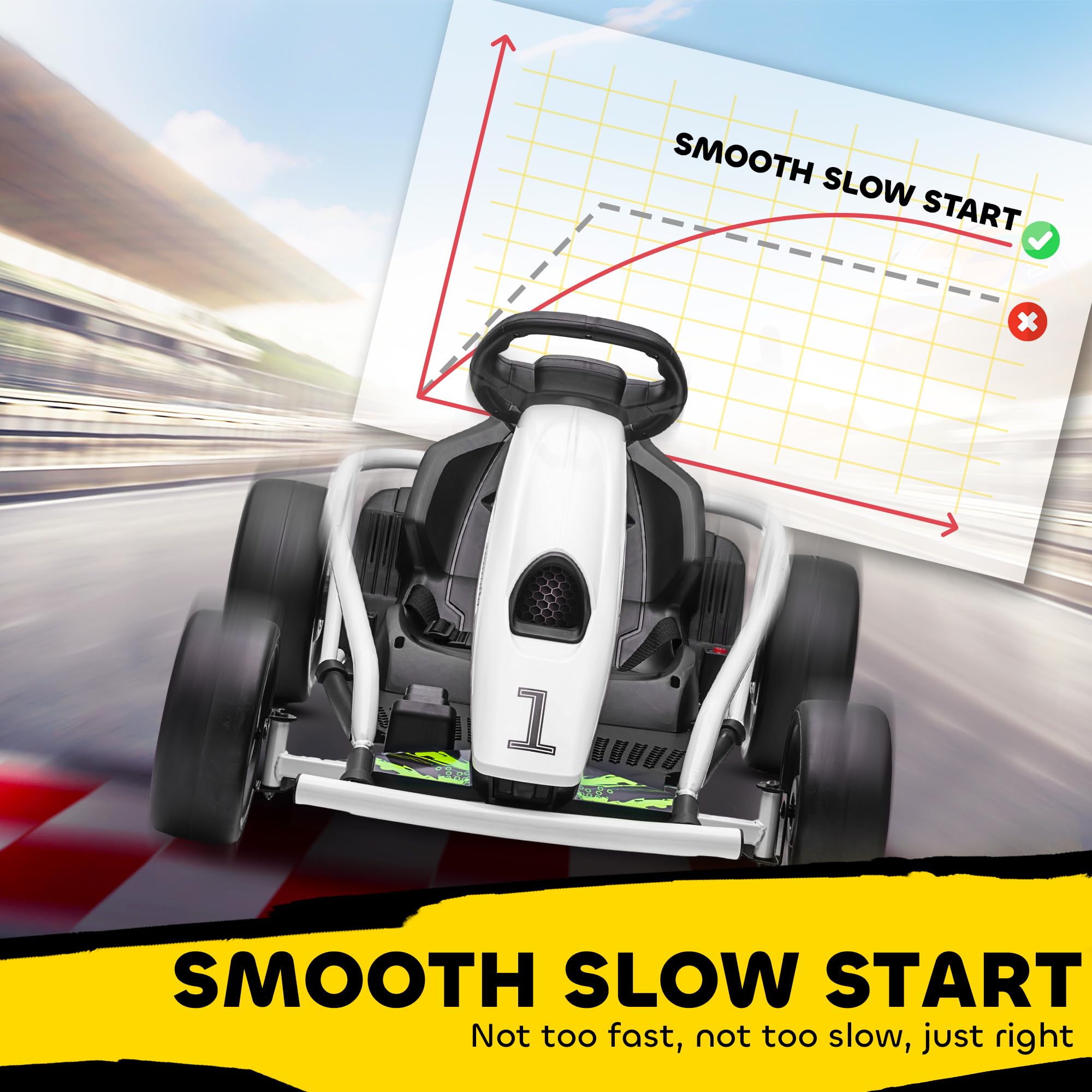 HOMCOM 24V Electric Go Kart for Kids, Ride-On Racing Go Kart with Slow Start, Music, Horn Honking and Safety Belt, for 8-12 Years Old, Blue