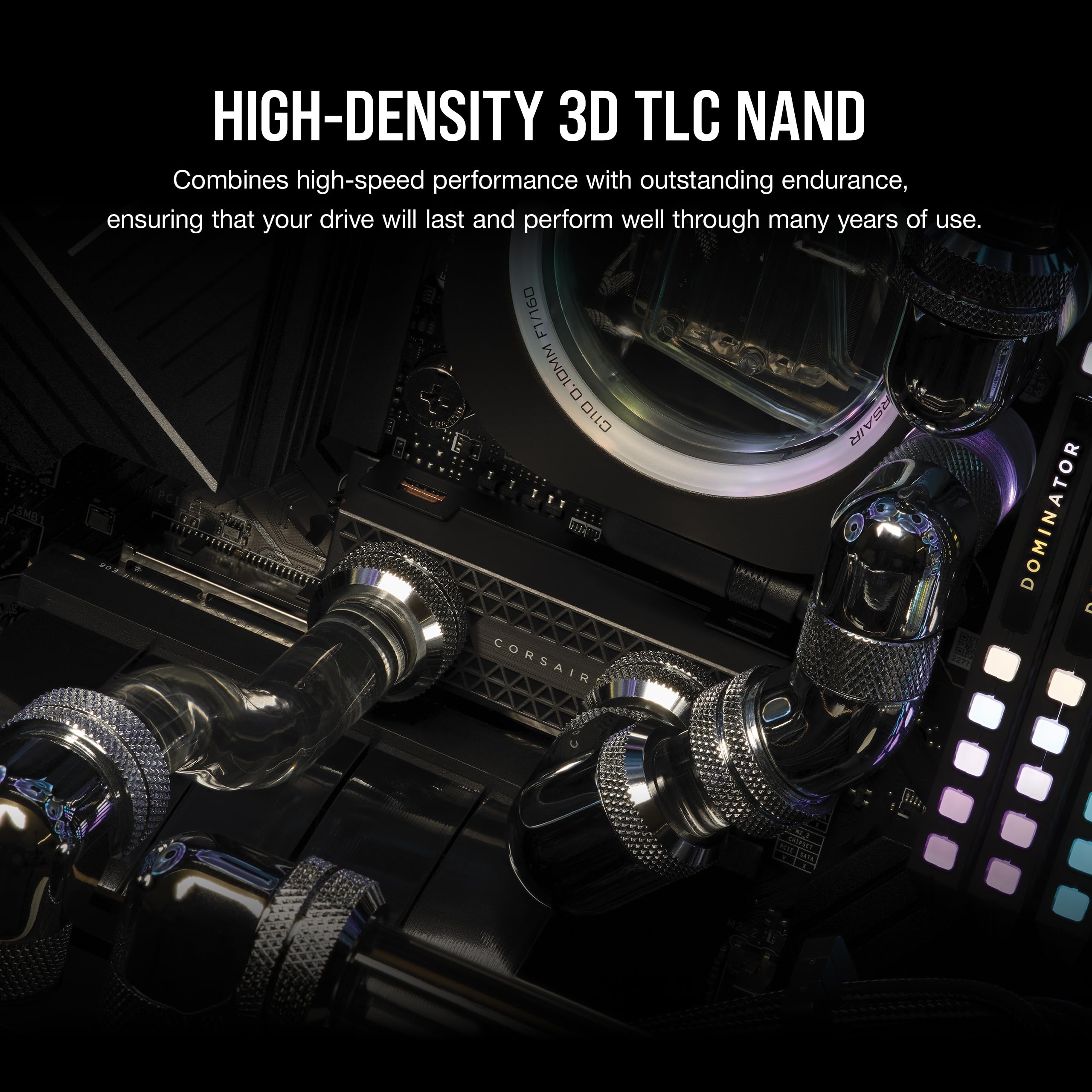 Corsair MP700 PRO 2TB M.2 PCIe Gen5 x4 NVMe 2.0 SSD – M.2 2280 – Up to 12,400MB/sec Sequential Read – High-Density TLC NAND – Black