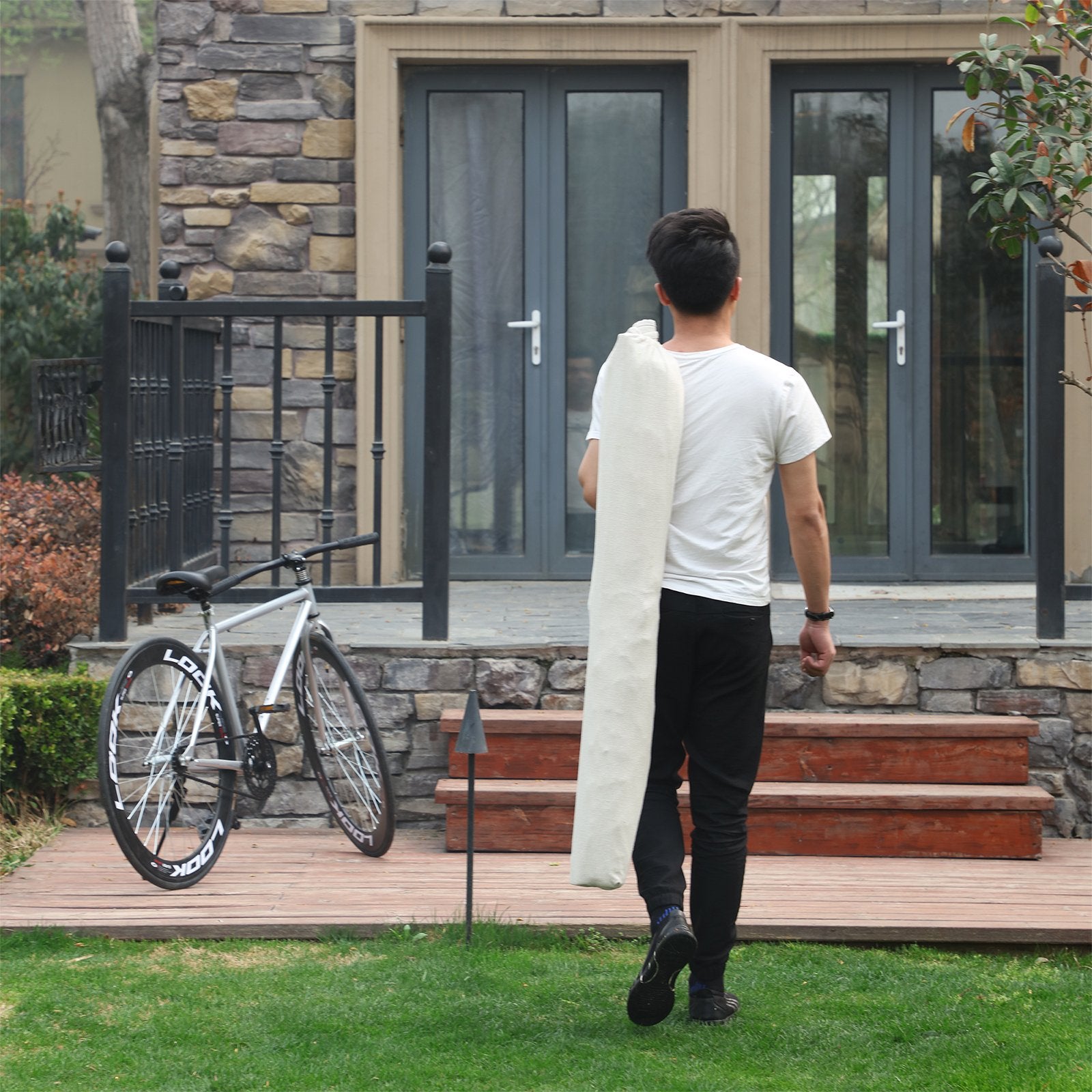 SONGMICS Double Hammock with 2 Pillows, Swing Bed Suitable for 2 Person, 70% Cotton, 210 x 150 cm, Load Capacity 300 kg, Beige GDC22M