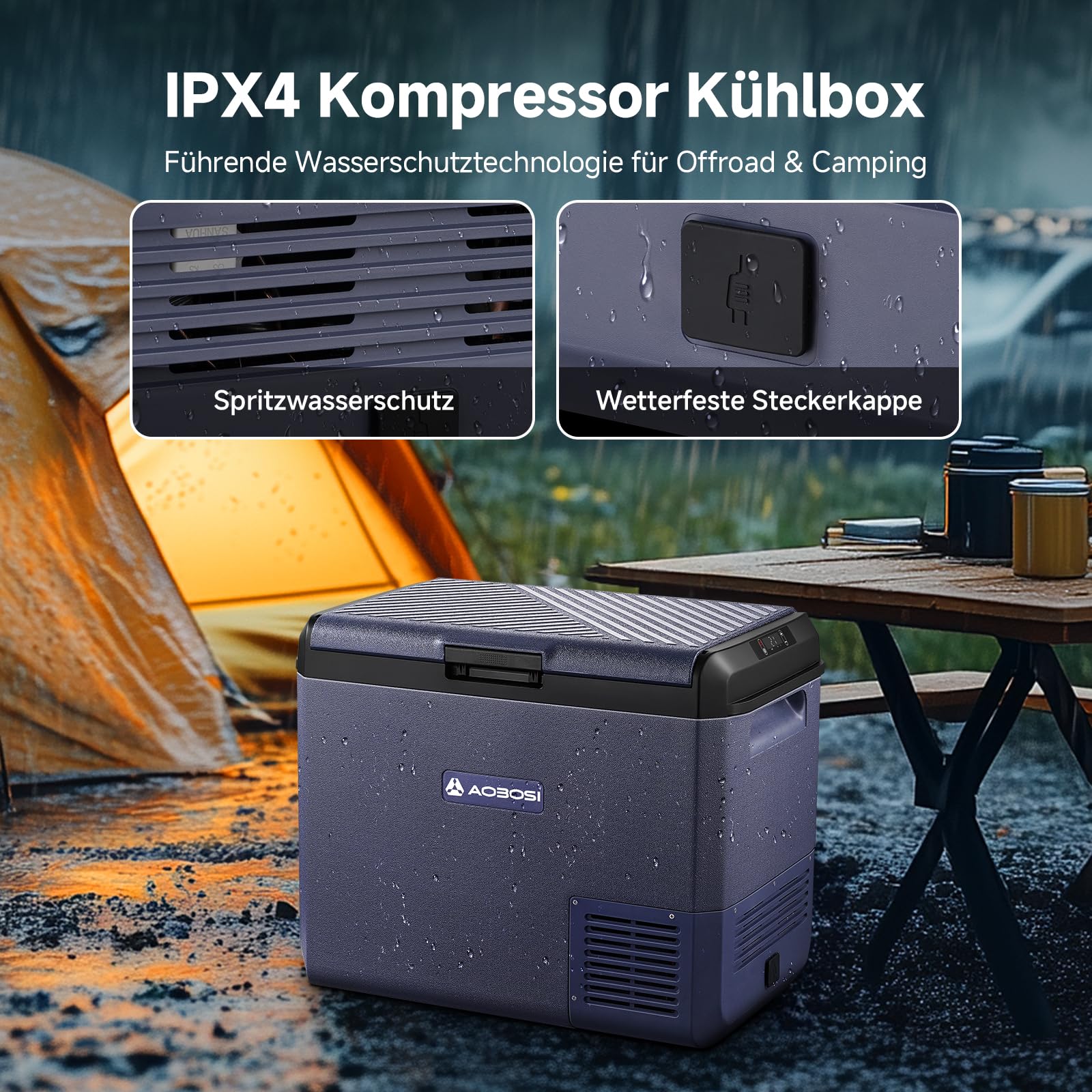 AAOBOSI 25L Car Fridge Freezer, IPX4 Waterproof Portable Compressor Camping Fridge 12V/240V, -20°C to 20°C – Ideal for Campervan, Car, Truck, Boat, Motorhome, Travel, Picnic