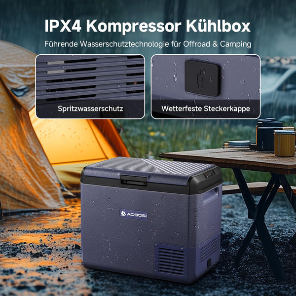 AAOBOSI 25L Car Fridge Freezer, IPX4 Waterproof Portable Compressor Camping Fridge 12V/240V, -20°C to 20°C – Ideal for Campervan, Car, Truck, Boat, Motorhome, Travel, Picnic