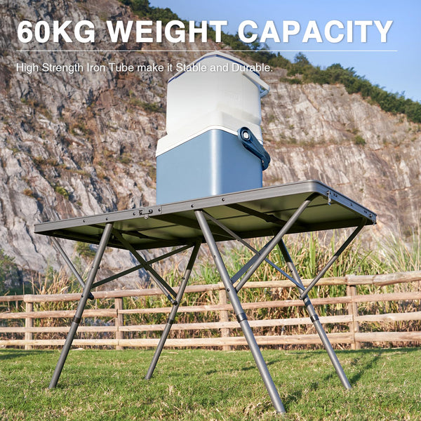 EVER ADVANCED Camping Table that Fold up for 4-6 Person, 4ft Folding Picnic Height Adjustable, Foldable Outdoor Heavy Duty, Dining Table for Garden