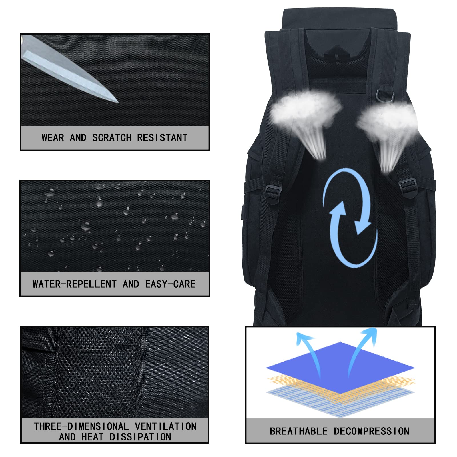 Wesoke 80L 100 liters Camping Hiking Backpack for Men, Extra Large Survival Hunting Backpack, Waterproof Big Molle Military Tactical Rucksack, Oversized Outdoor Sport Travel Daypack