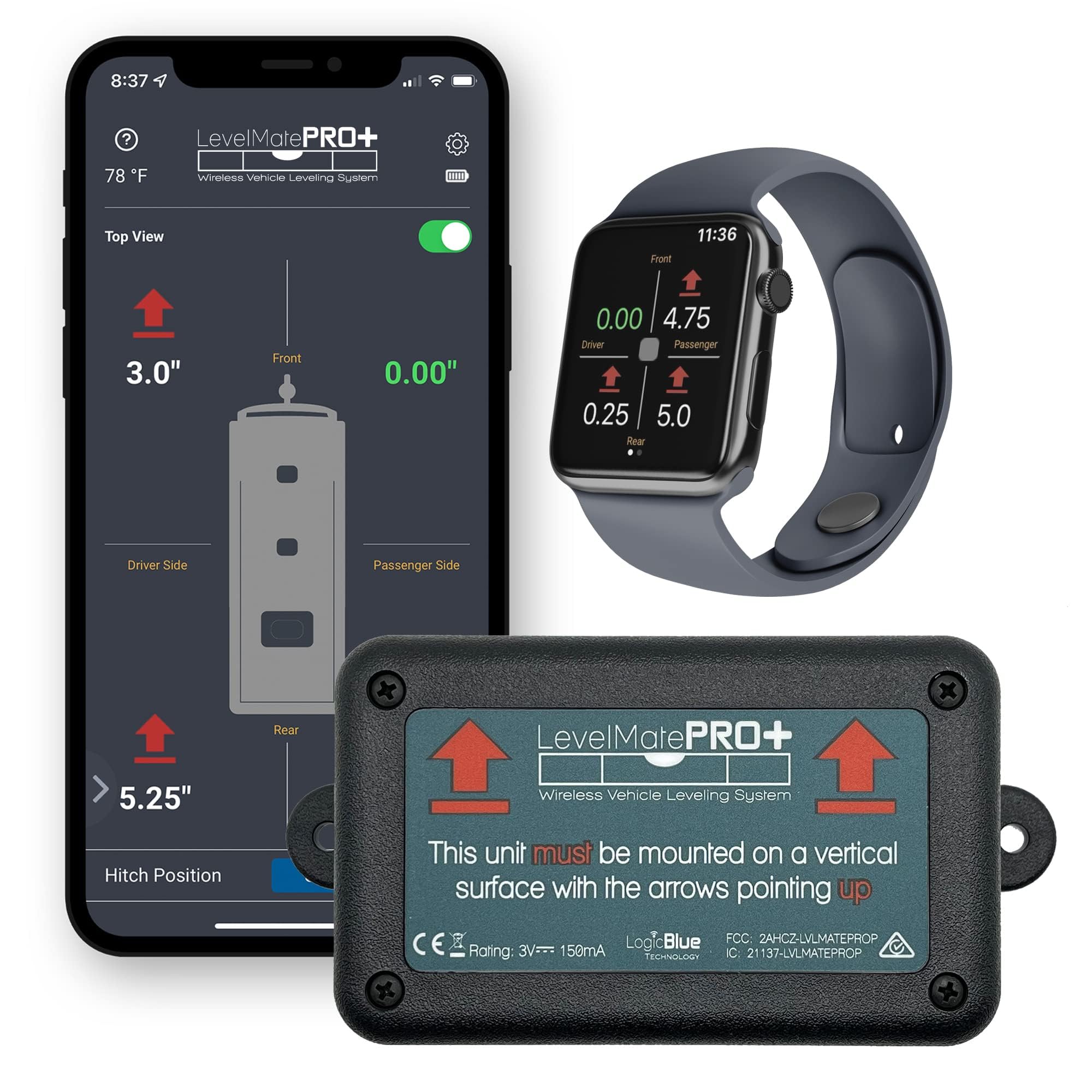 LogicBlue Technology LevelMatePRO Wireless Campervan Leveller, Caravan Accessory for Levelling, Motorhomes Essential, Effortless Setup for Phones with App, Apple Watch Compatible