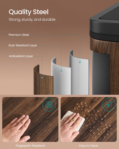 SONGMICS Dual Rubbish Bin, 2 x 30 L Recycling Bin with 15 Rubbish Bags, 2-Compartment Metal Pedal Bin with Lids and Plastic Inner Buckets, Soft Closure, Slate Grey LTB060G01