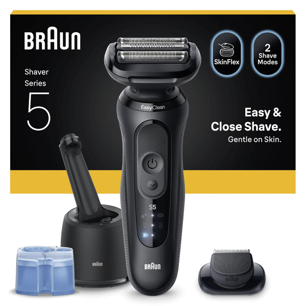 Braun Series 5 Electric Shaver, Up to 50 min, 4in1 SmartCare Center, +1 Attachment, Cordless, Wet & Dry Razor for Men, 100% Waterproof, 52-N7200CC, Black