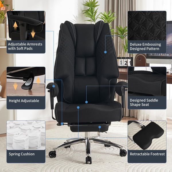 EXCEBET Ergonomic Office Chair – High Back PU Leather Executive Desk Chair with Adjustable Armrests, Swivel Computer Chair for Home/Office, Heavy Duty Support up to 400 lbs