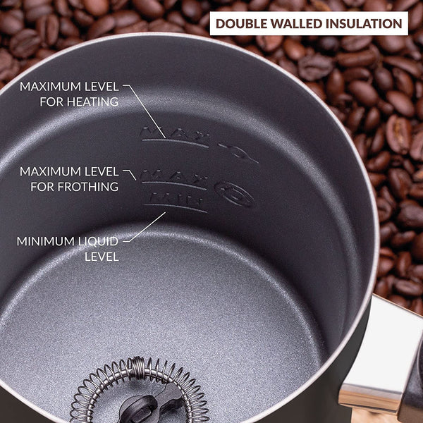 Andrew James Multi-Functional Electric Milk Frother & Milk Steamer, 500W 300ml 5 Functions 1 Touch Operation, Non-Stick, Hot Chocolate Heater, Milk