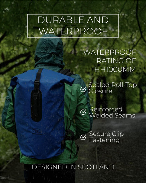 Highlander Waterproof Dry Bag 70L - Duffle Roll Top Backpack - Removable Backpack Adjustable Style Straps - Ideal for Canoeing, Fishing, Rafting,