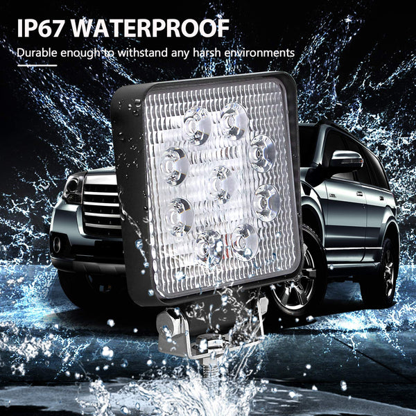 RIGIDON 2 Pcs Square Led Work Light, 4 inch 48W Spot Beam, 12V 24V Driving Lights Lamp for Car Off road Boat Truck 4x4 SUV ATV Tractors Excavator, 6000K White, Fog Lamp