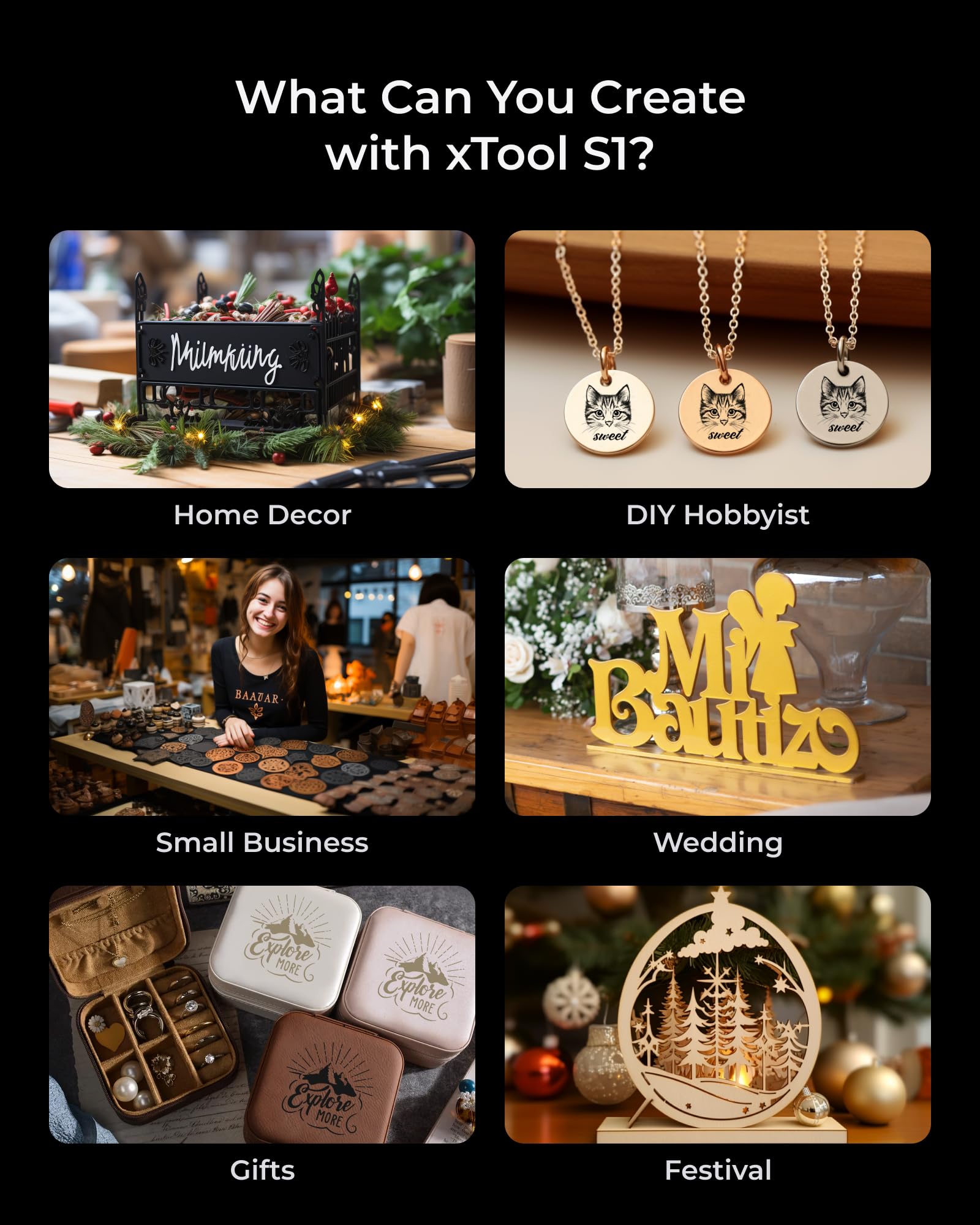 xTool S1 20W Engraving Machine with Riser Base & Honeycomb Working Sheet & Air Assit & RA2 Pro, Auto Focus, Enclosed Engraver and Cutter for Wood and Metal, Class I Safety CNC Machine