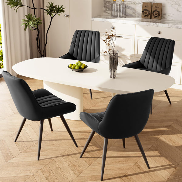 Hawthyhome Dining Chairs Set of 4 |Upholstered Chairs with 10cm Thick Seat Cushion •Upholstered Fabric Dining Chair •Kitchen Chair with Backrest •Modern Armchairs with Metal Legs •Dark Grey