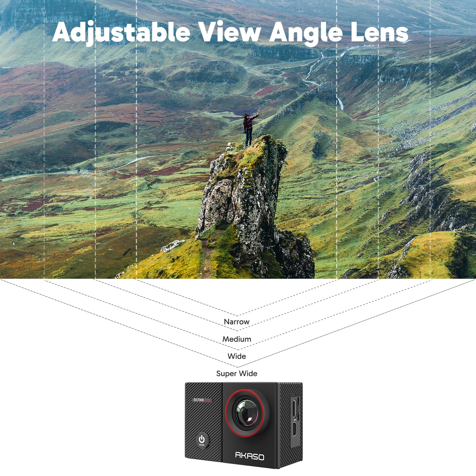 AKASO EK7000 Pro 4K Action Camera - Touch Screen EIS Adjustable View Angle 40m Waterproof Underwater Camera Remote Control Helmet Camera with Accessories Kit