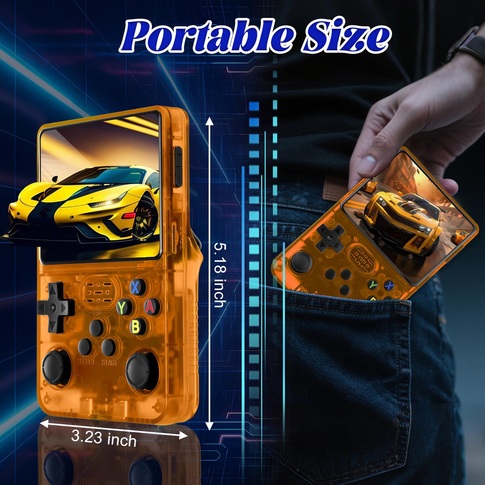 Blidinner R36S Retro Handheld Games Console -With Open Source Linux System,3000mAh Battery,3.5 Inch HD Screen,64G TF Card,20,000+ Classic Games,Portable Mini Game Console for Teens and Adults-Black